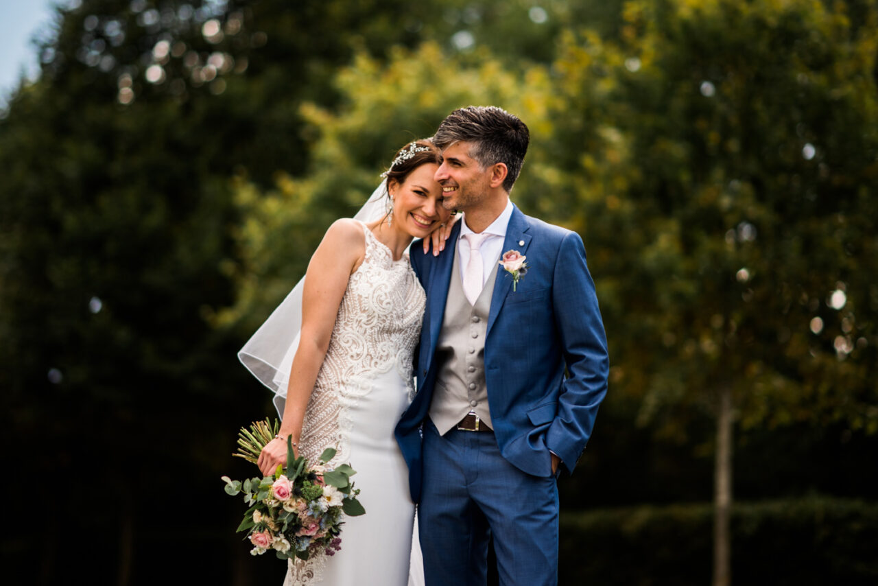 A couple on their wedding day at The Old Hall in Ely.