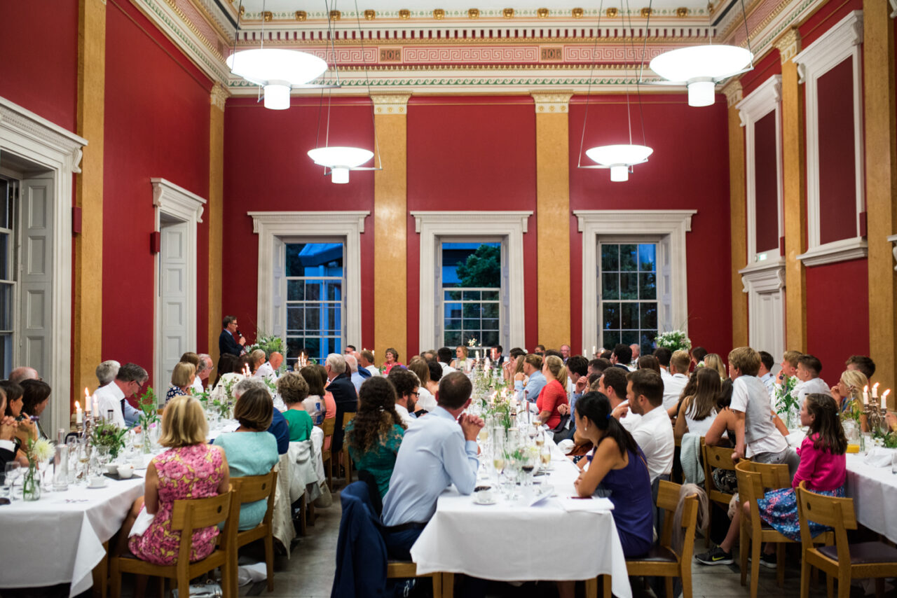 A guest gives a speech during the wedding breakfast.