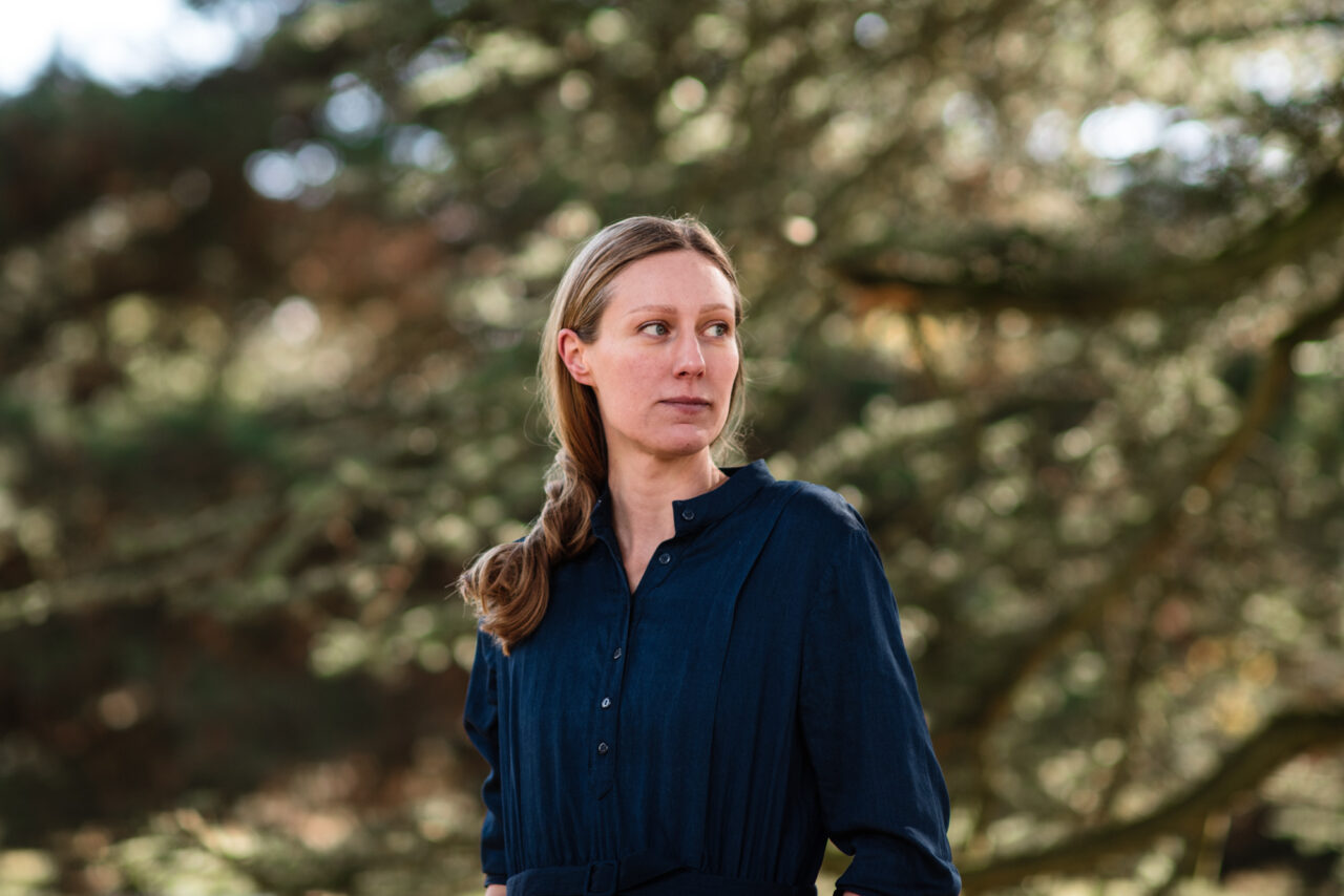 Portrait photo of a lady in a London park. 