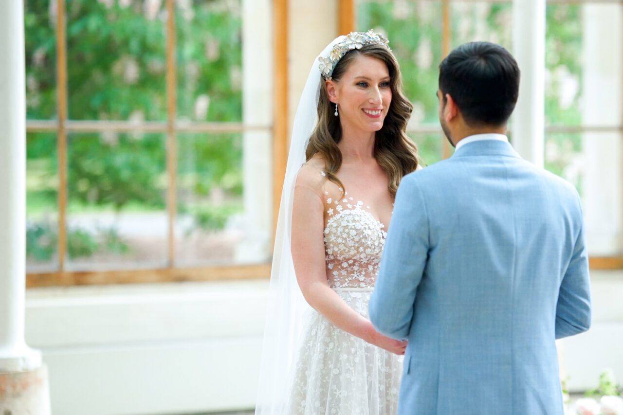 Kew Gardens Wedding Photos - Bride and groom during their wedding ceremony.