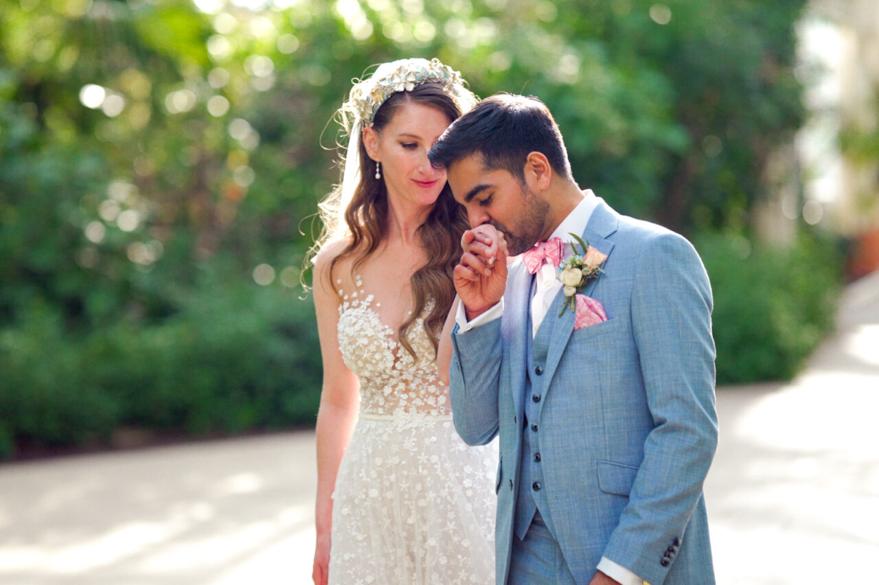 Kew Gardens Wedding Photos - Bride and groom kiss in the Temperate House.