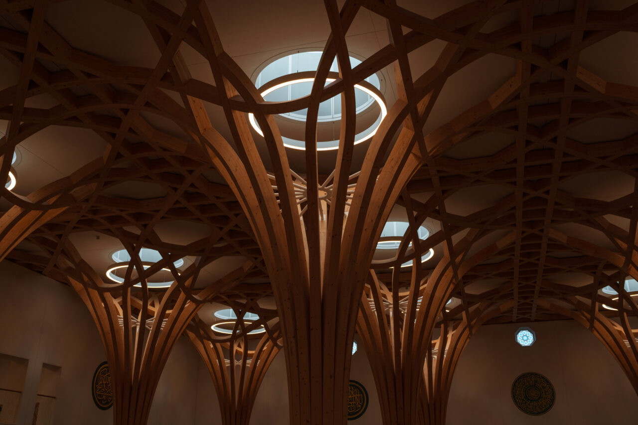 Interior of Cambridge Central Mosque.