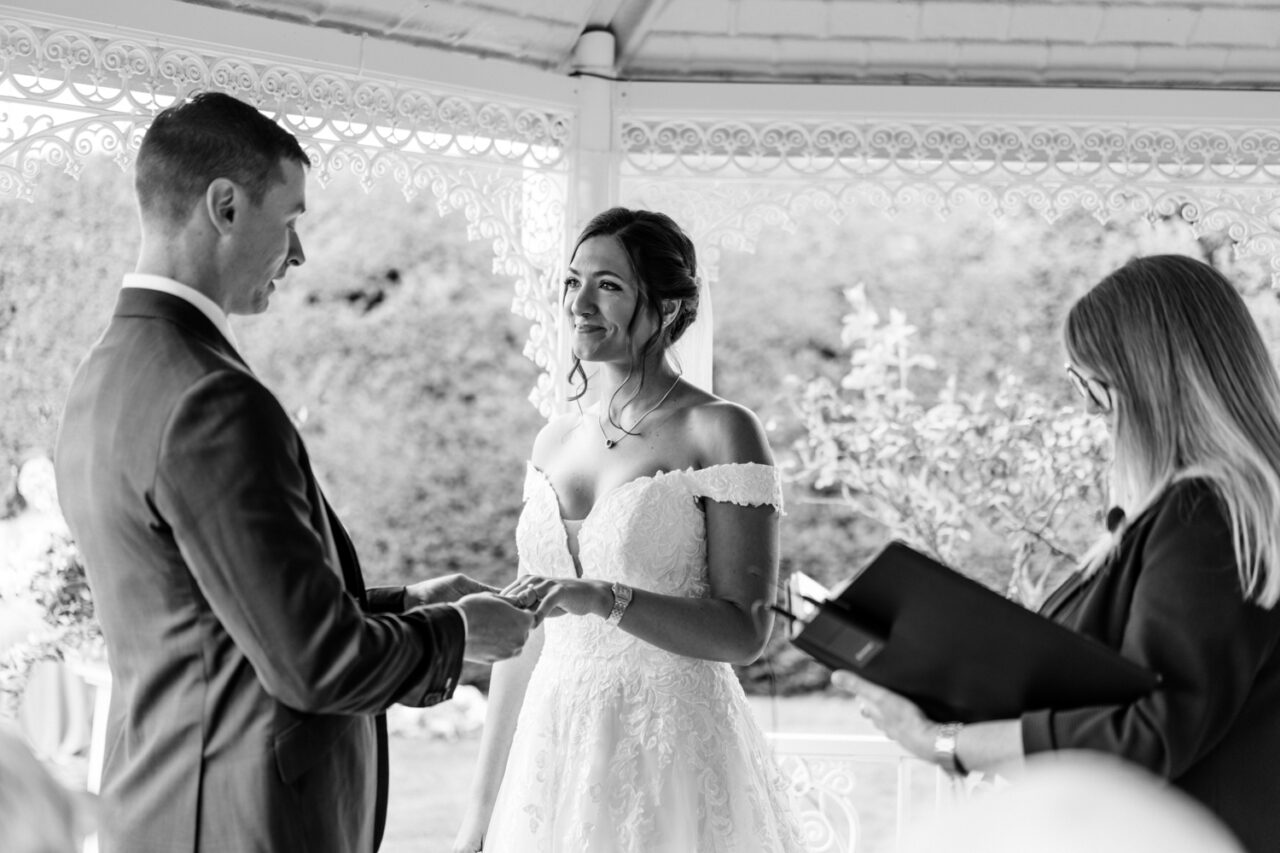 Hockwold Hall wedding photo of the wedding vows during the ceremony.