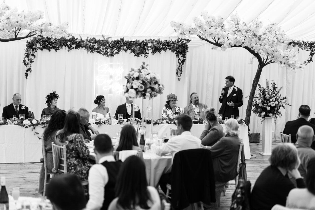 Hockwold Hall wedding photo of a father of the bride giving a speech.