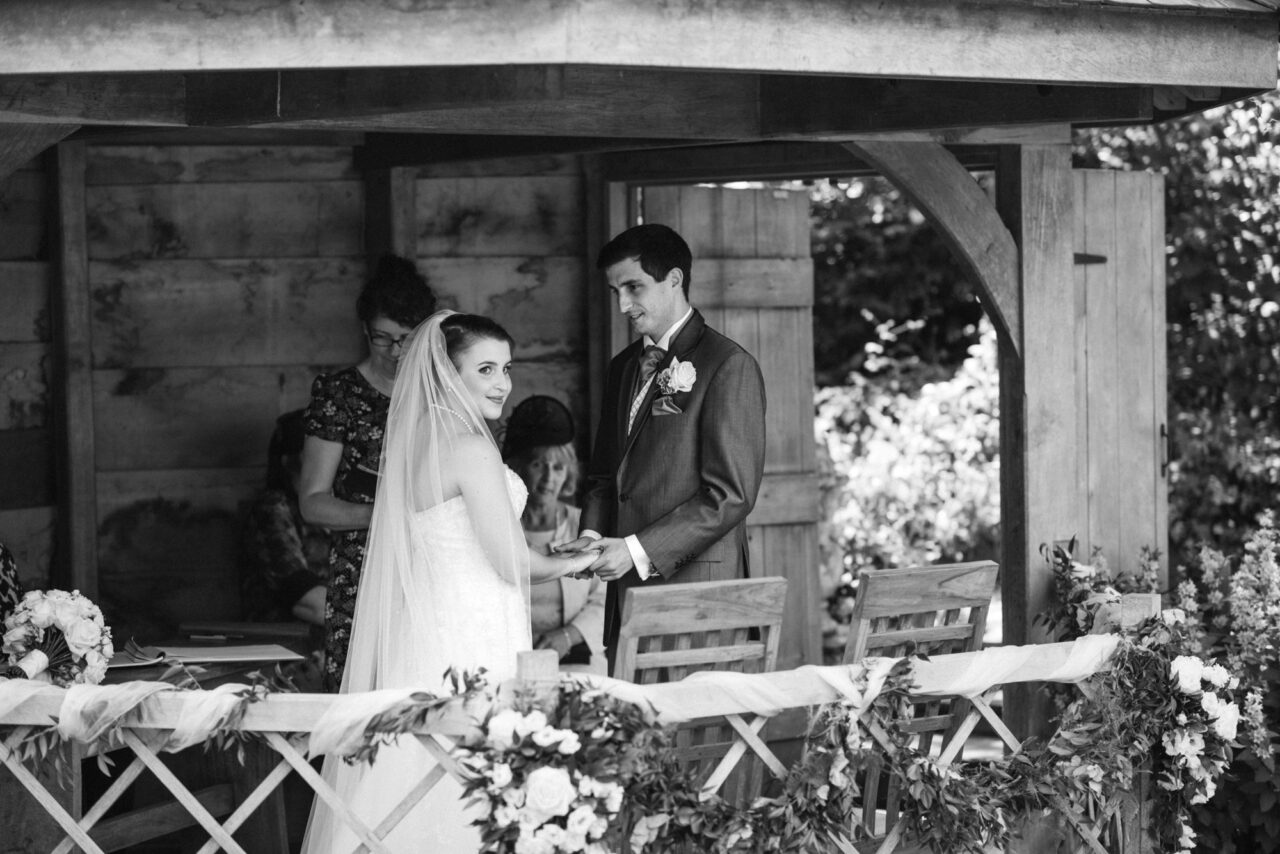An outdoors wedding at South Farm.