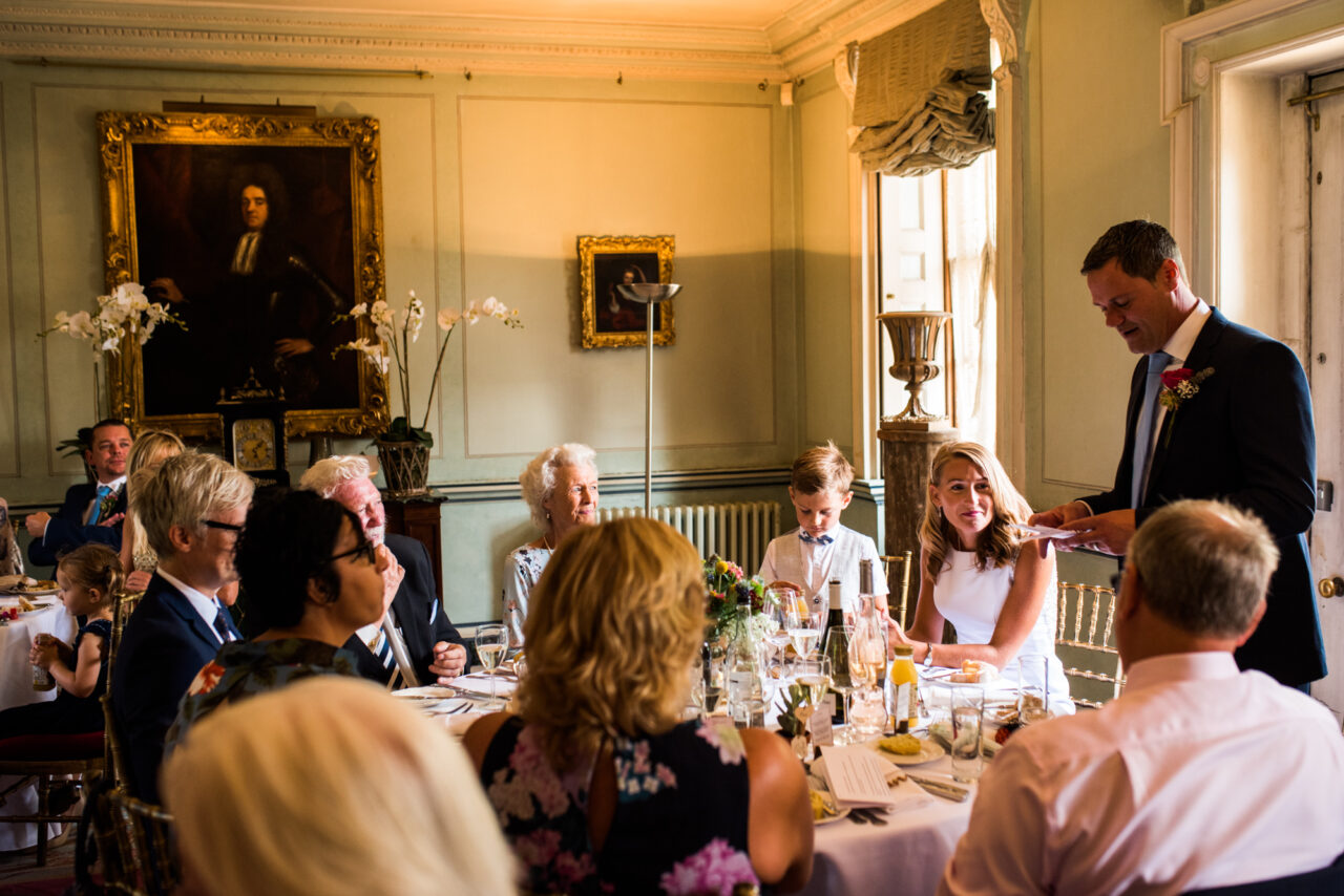 Indoor wedding breakfast at Island Hall.