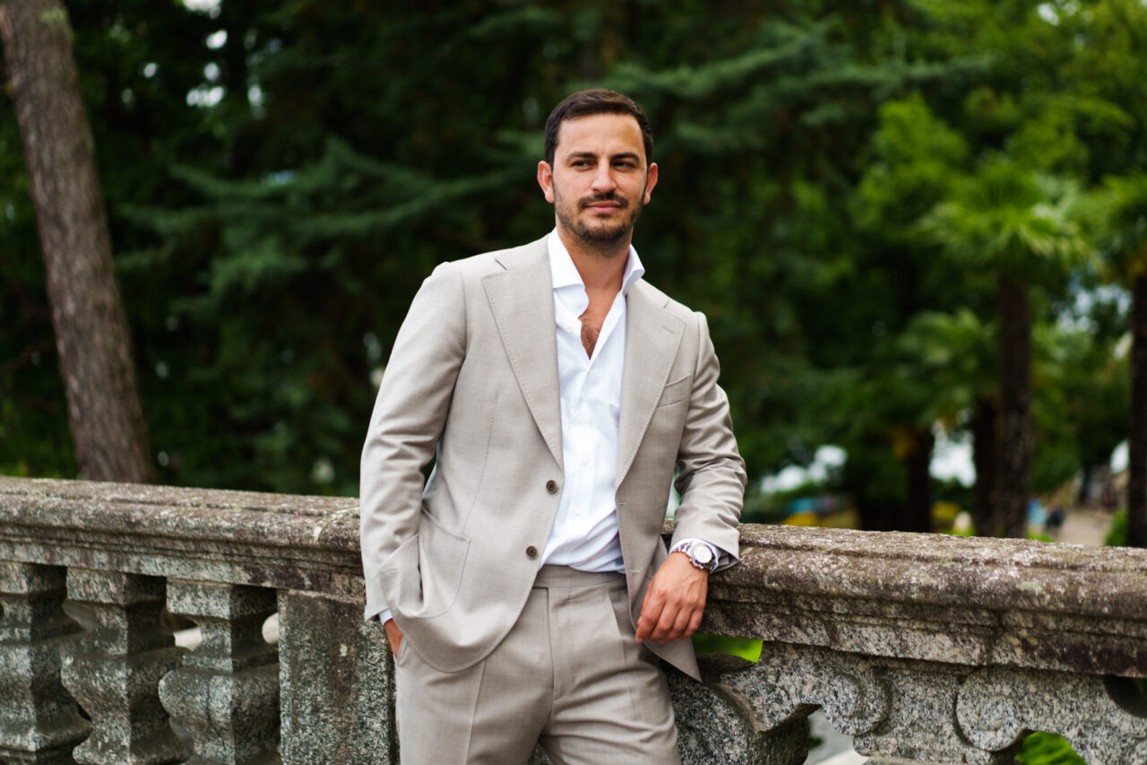 A groom in Lake Como, Italy.