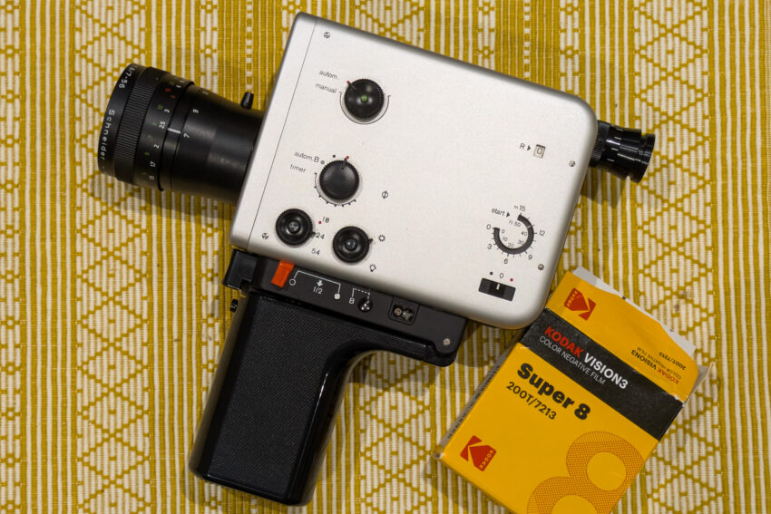 My Braun Nizo 561 Super 8 camera and Kodak Vision3 film cartridge.