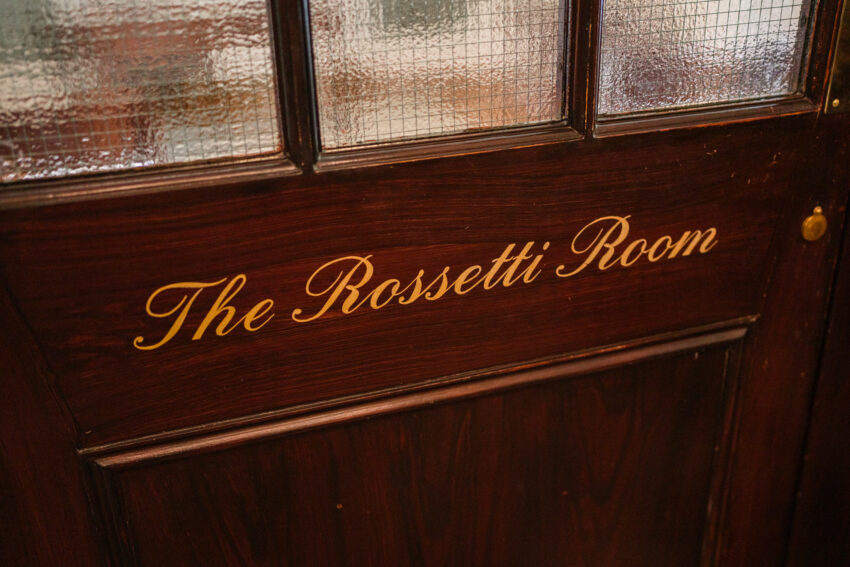 Door sign reading “The Rossetti Room” at Chelsea Old Town Hall.