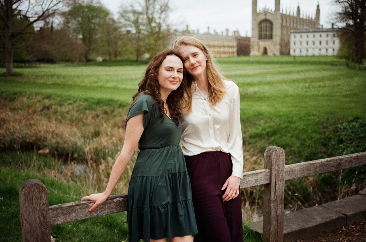 Pre-wedding photograph taken at The Backs in Cambridge - with King's College in the background.